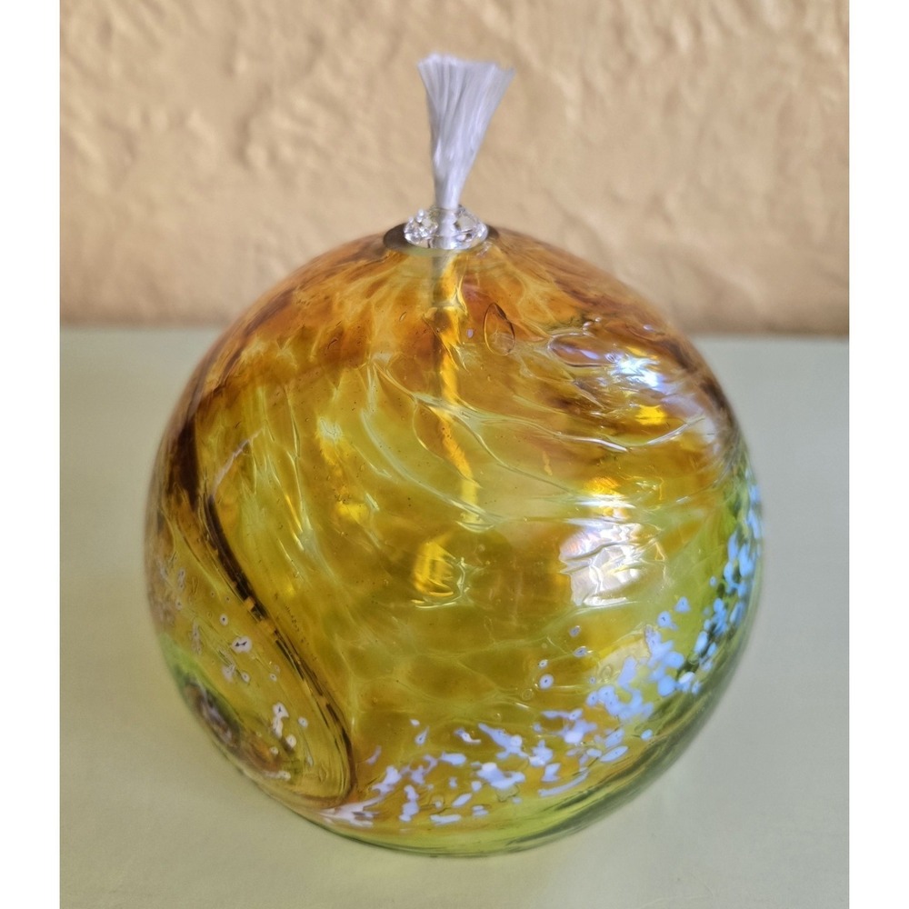 Oil Lamp Kitra‎ Glass ORB 4" In The Style Of Starry Night Van Gogh